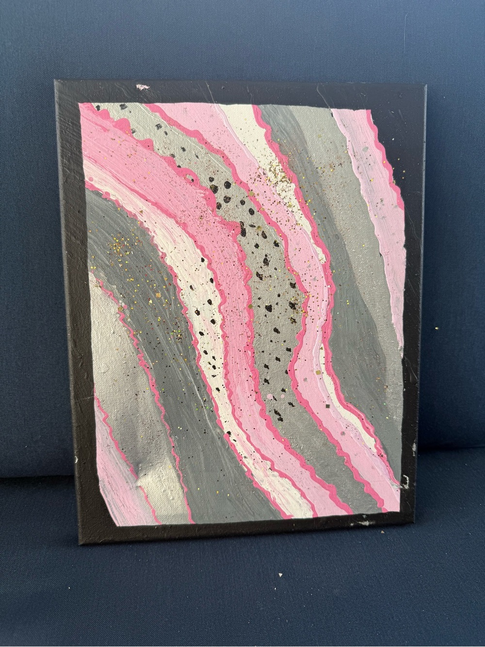 Contemporary Pink and Gray Abstract Canvas Wall Art